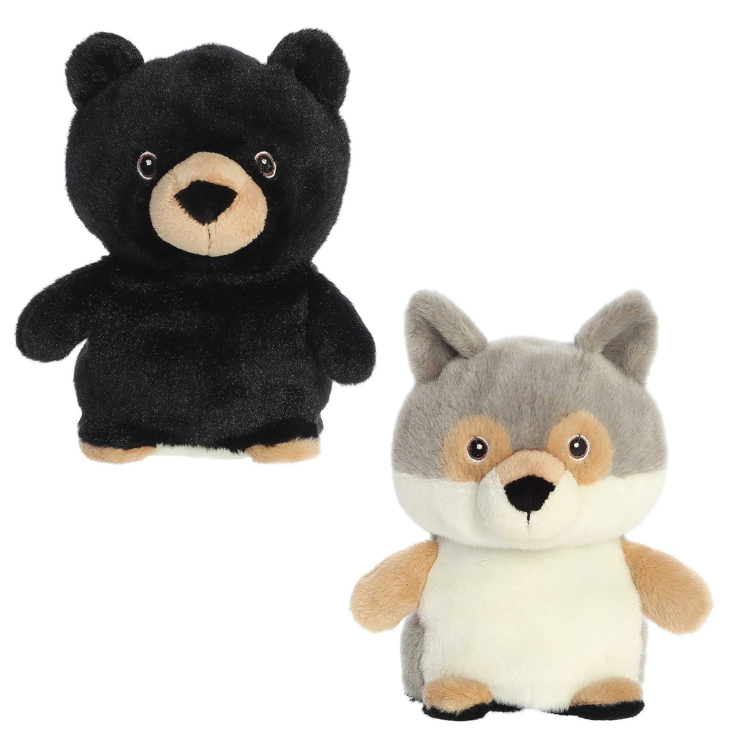 Outlet - Eco Nation - Reversible Eco Pairs - 6.5" Black Bear And Wolf New